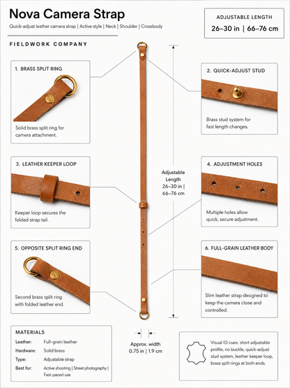 Nova - Quick Adjust Camera Strap 26–30”