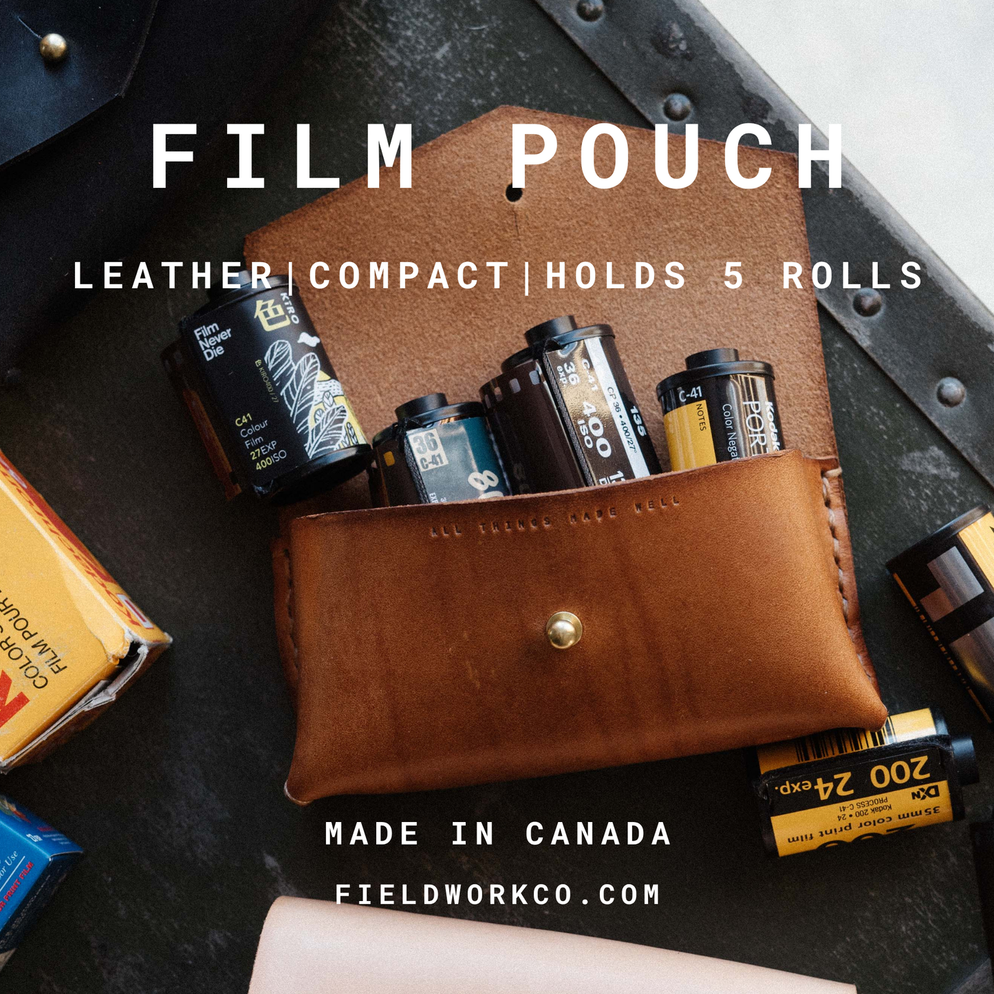 Leather Film Pouch – Hold up to 5 Rolls of 35mm