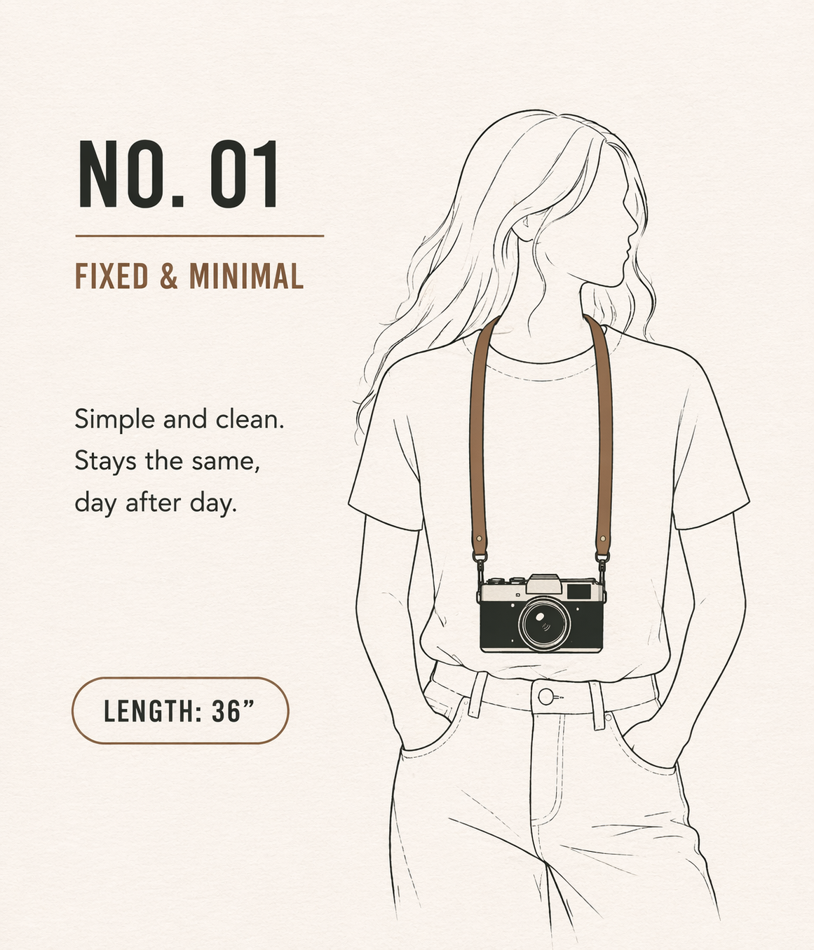 The No. 01 - Minimal Leather Camera Strap 36”