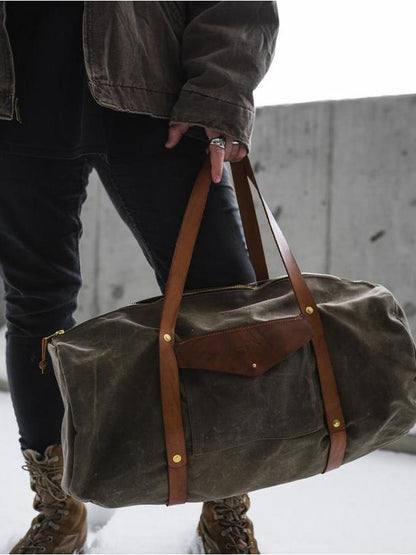 Weekender Duffle - Fieldwork Co Waxed Canvas and Leather Hand Made Goods