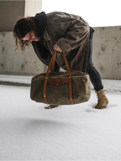 Weekender Duffle - Fieldwork Co Waxed Canvas and Leather Hand Made Goods