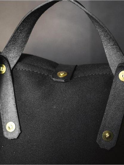 All Black Packpack - Fieldwork Co Waxed Canvas and Leather Hand Made Goods