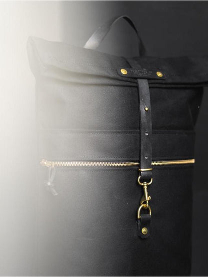 All Black Packpack - Fieldwork Co Waxed Canvas and Leather Hand Made Goods